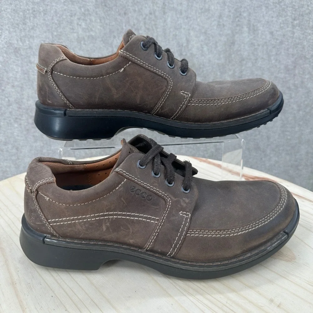 ECCO Fusion II Tie Oxford Mens 9 Brown Leather Moc Toe Lace Up Shoes